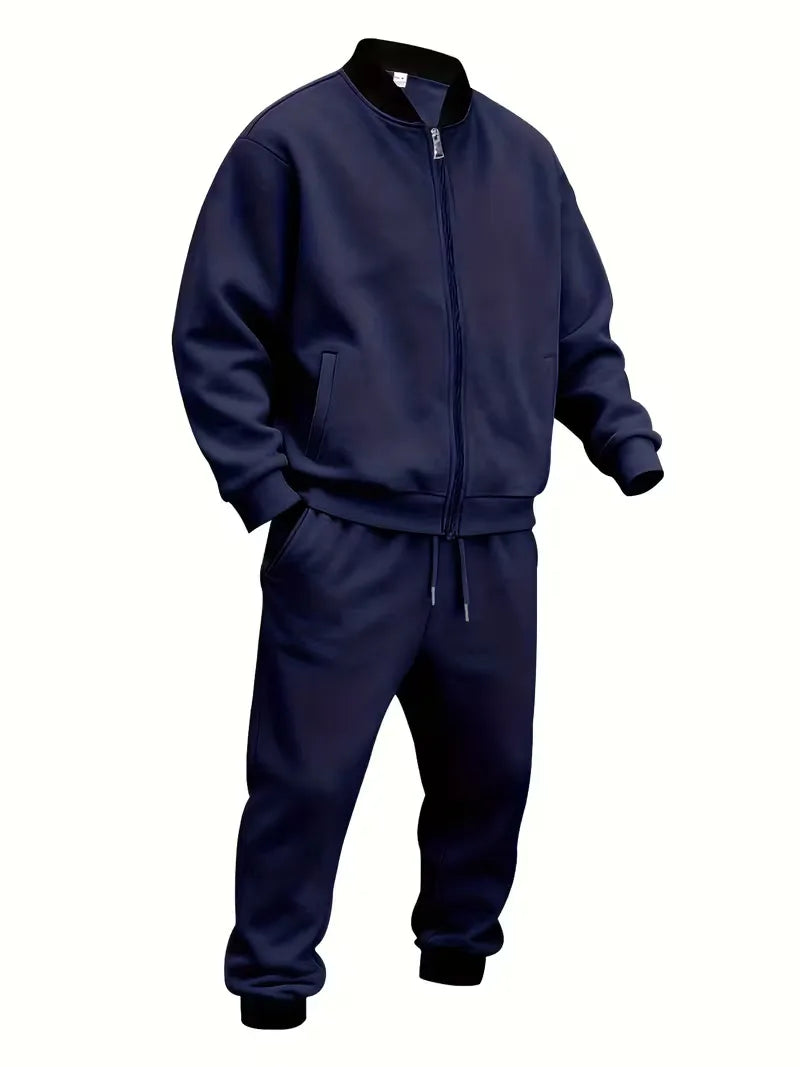 Herren Freizeit-Set Jacke mit Reißverschluss und Hose Regular Fit
