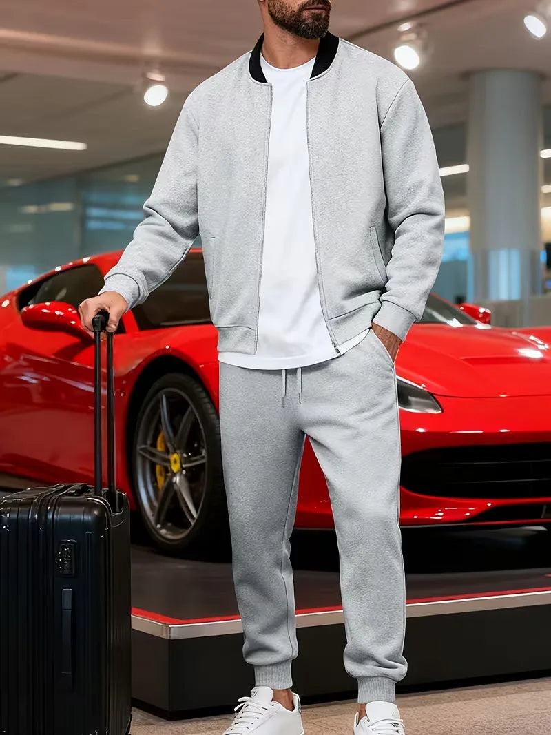 Herren Freizeit-Set Jacke mit Reißverschluss und Hose Regular Fit