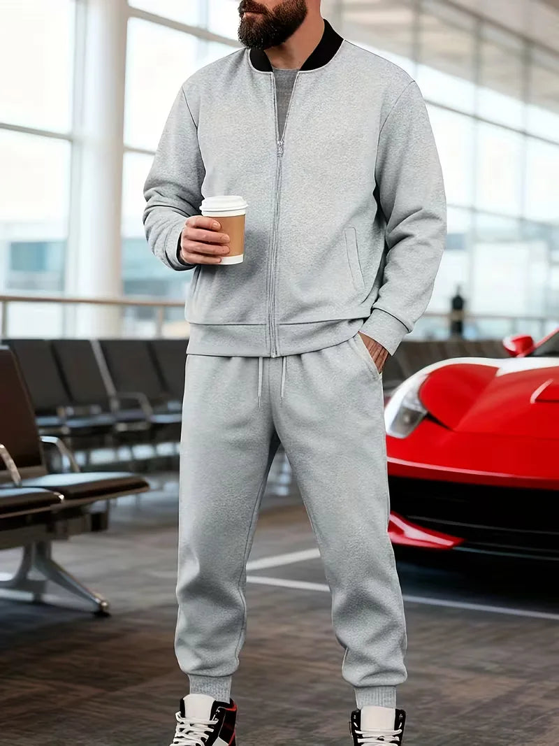 Herren Freizeit-Set Jacke mit Reißverschluss und Hose Regular Fit