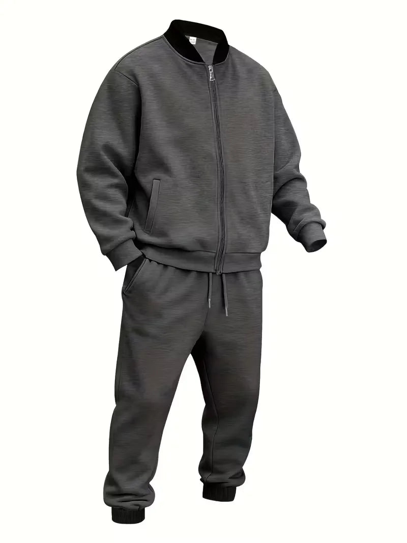 Herren Freizeit-Set Jacke mit Reißverschluss und Hose Regular Fit