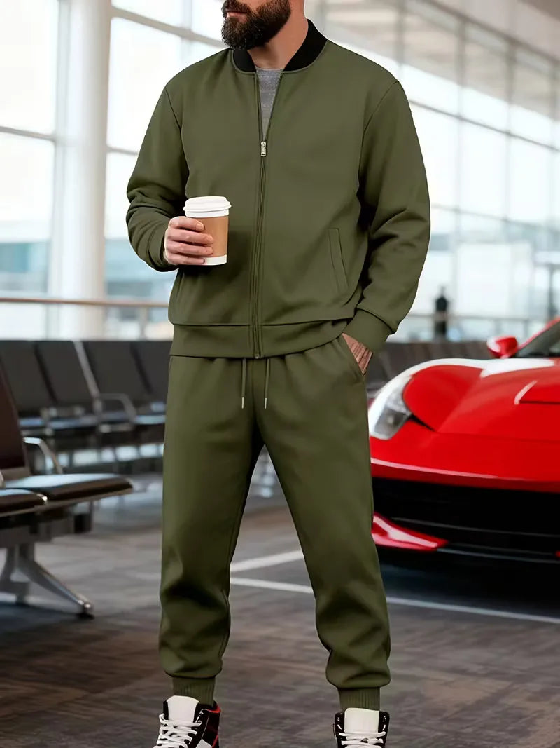 Herren Freizeit-Set Jacke mit Reißverschluss und Hose Regular Fit