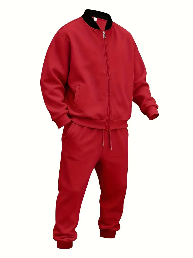 Herren Freizeit-Set Jacke mit Reißverschluss und Hose Regular Fit