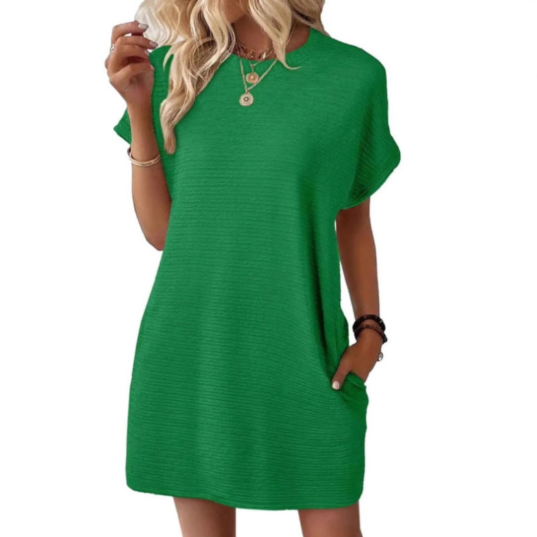 Damen T-Shirt Kleid Relaxed Fit Freizeit mit Taschen