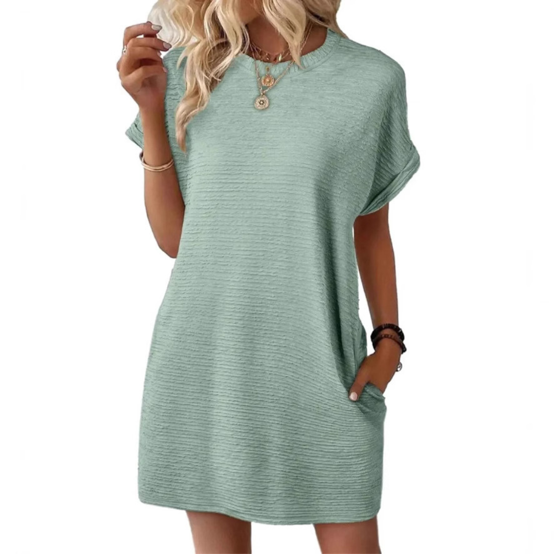 Damen T-Shirt Kleid Relaxed Fit Freizeit mit Taschen