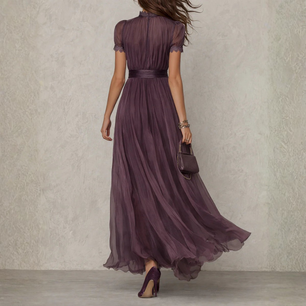 Maxikleid Damen Elegant mit Spitzenbesatz Festlich