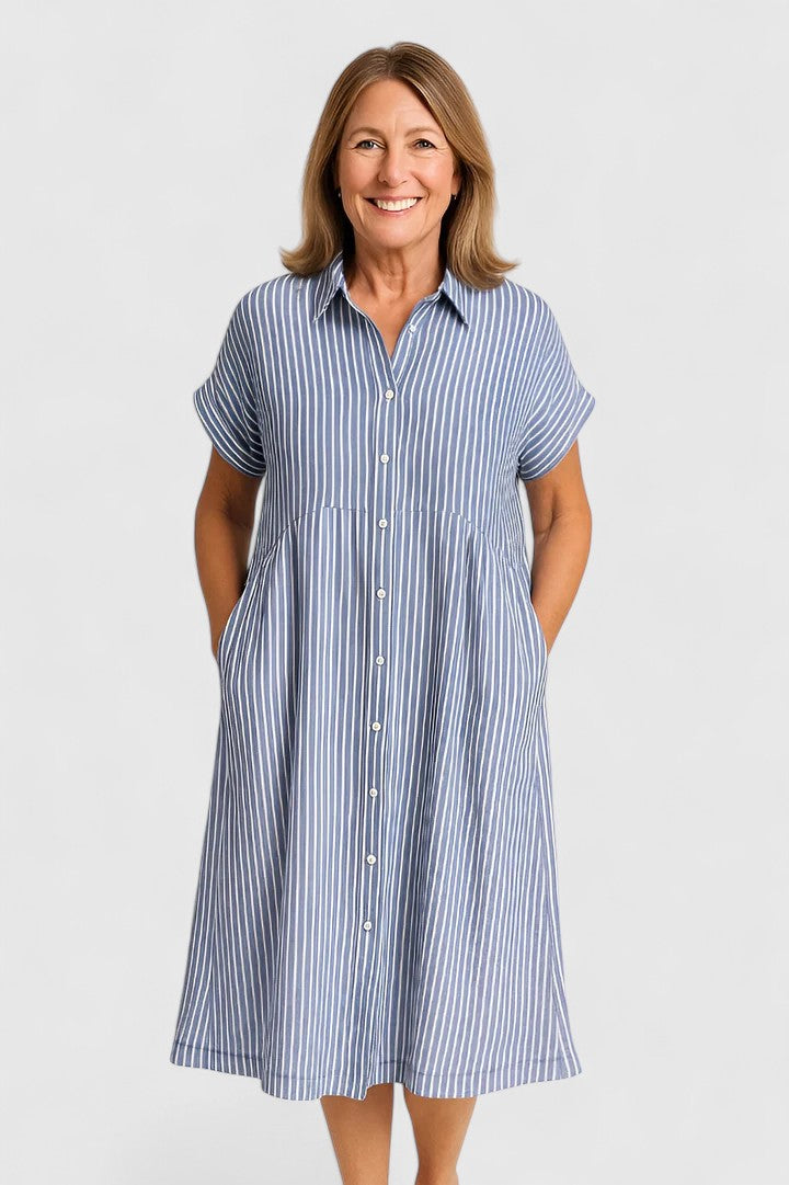 Damen Kleid Regular Fit Freizeit mit Streifenmuster