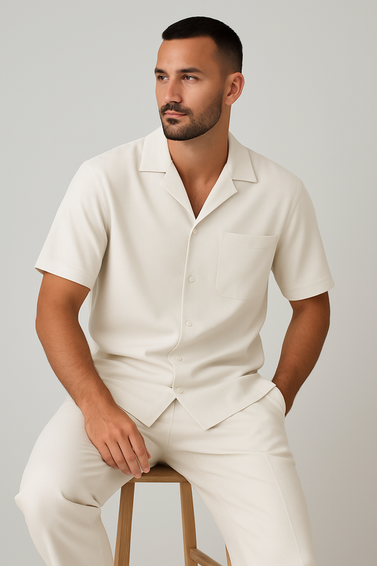 Herren Kurzarmhemd Relaxed Fit Smart Casual mit maßgeschneiderter Hose