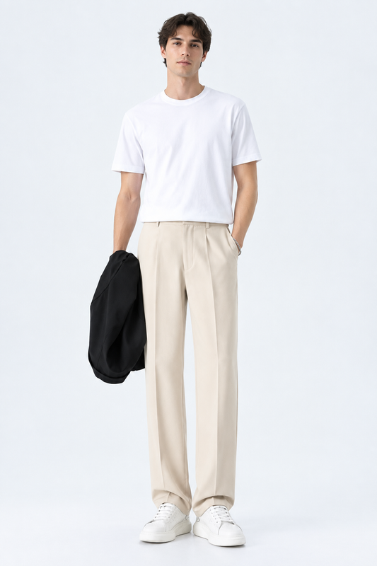 Herren Hose Gerade Schnitt Smart Casual Relaxed Fit