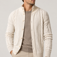 Herren Kabelstrickcardigan Regular Fit Casual Freizeit