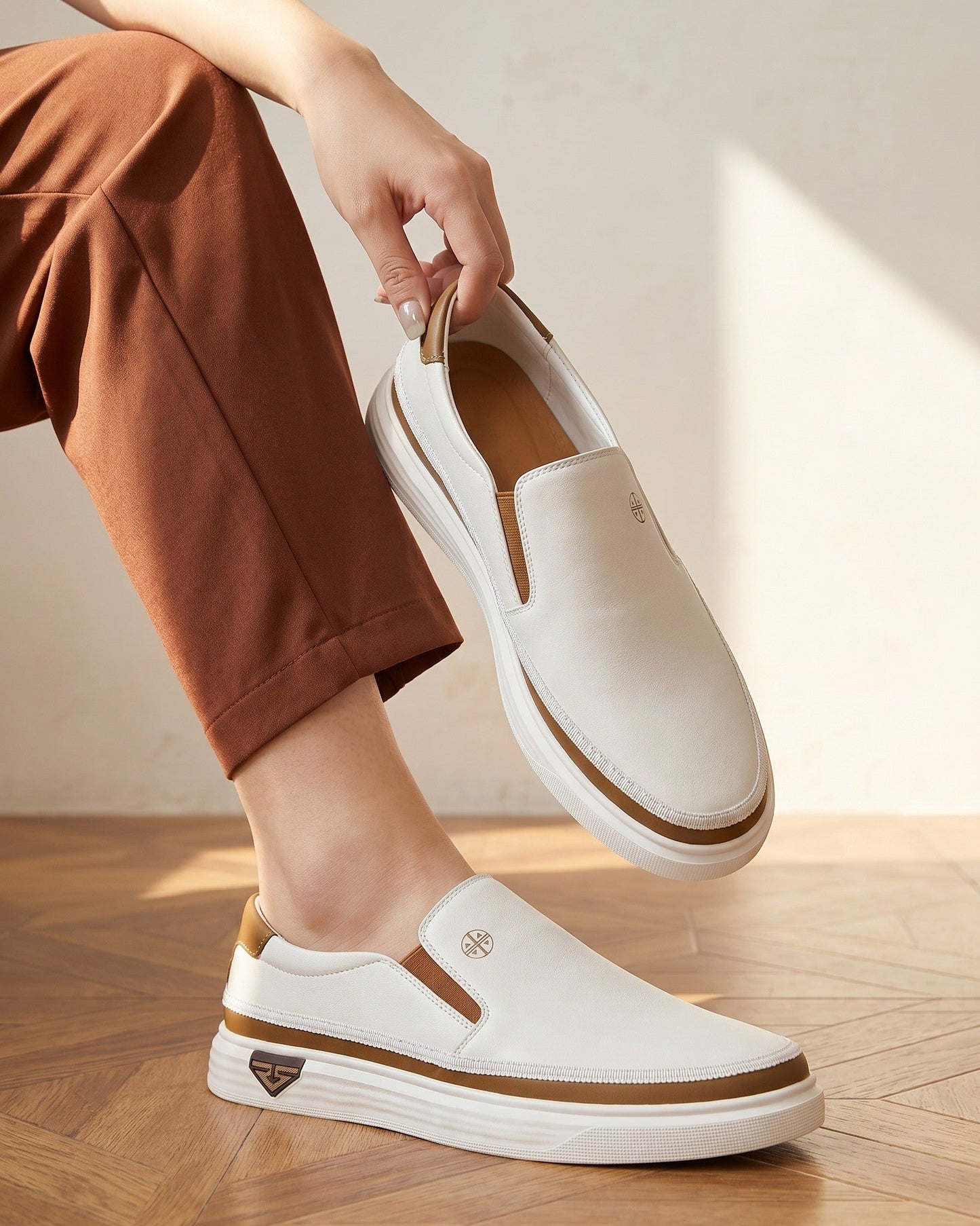 Herren Slipper Leder Elastische Seiten Freizeit Minimalistisch