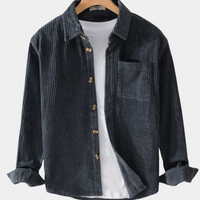 Dirk | Chemise homme en velours côtelé manches longues poche poitrine