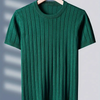 Herren T-Shirt Elegant mit Rippstrick und Streifendesign für Freizeit