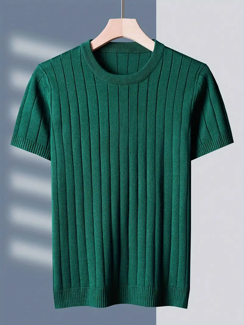 Damen T-Shirt Elegant mit Rippstrick und Streifendesign für Freizeit 0