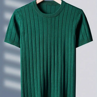 Herren T-Shirt Elegant mit Rippstrick und Streifendesign für Freizeit