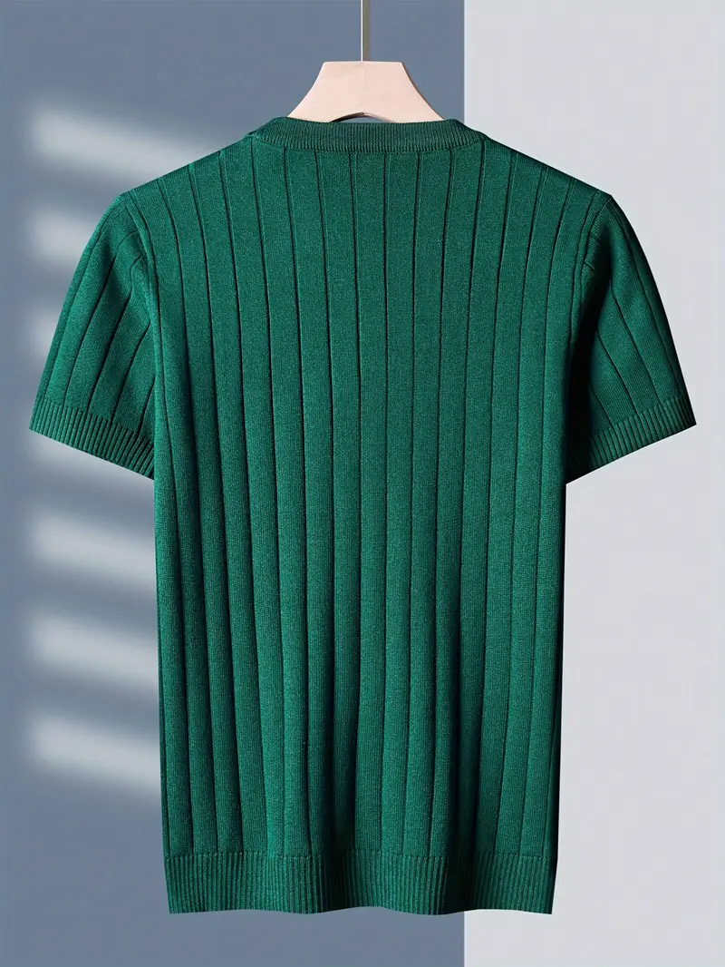 Damen T-Shirt Elegant mit Rippstrick und Streifendesign für Freizeit 1