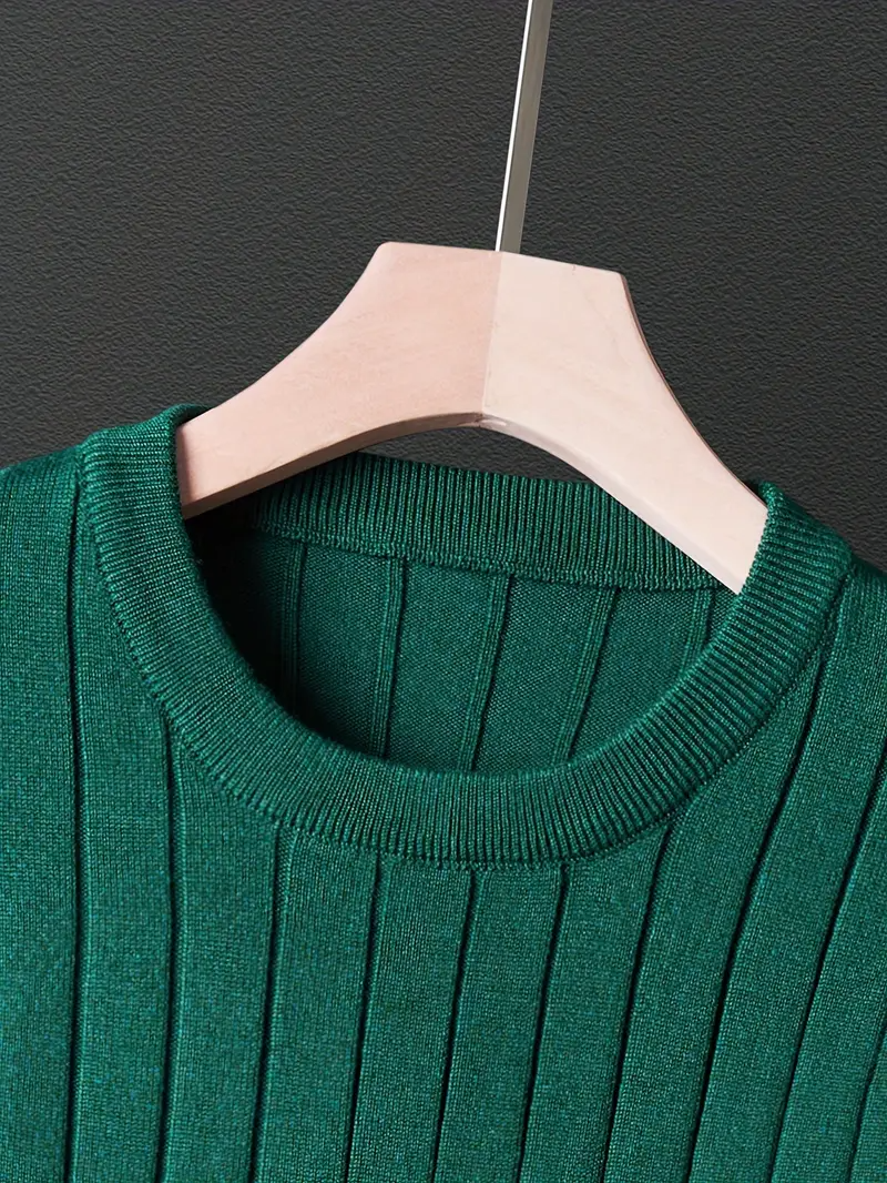 Damen T-Shirt Elegant mit Rippstrick und Streifendesign für Freizeit 2