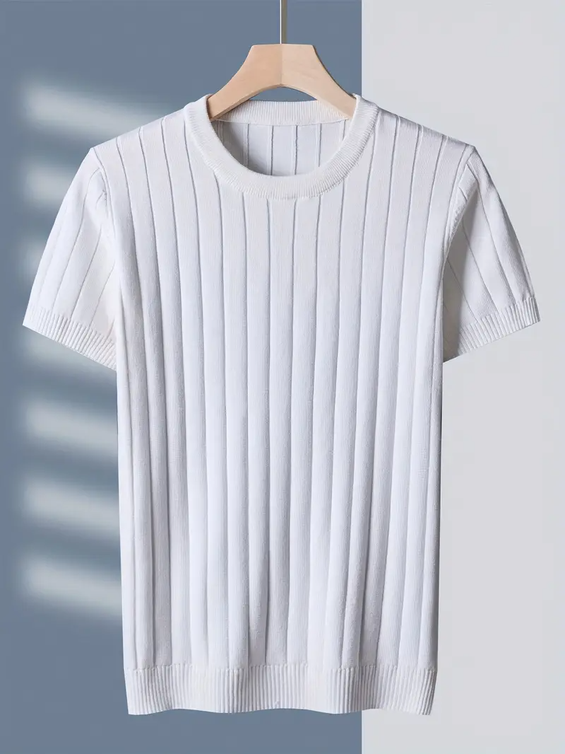 Damen T-Shirt Elegant mit Rippstrick und Streifendesign für Freizeit 5