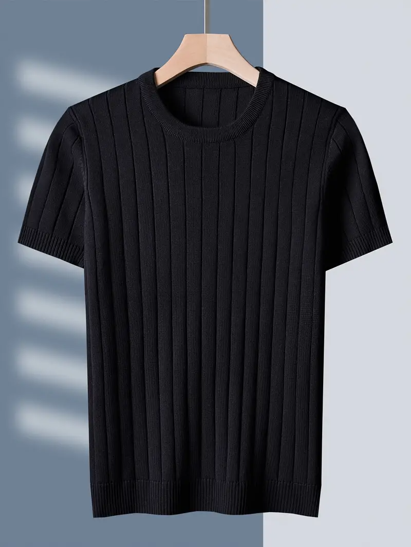 Damen T-Shirt Elegant mit Rippstrick und Streifendesign für Freizeit 7
