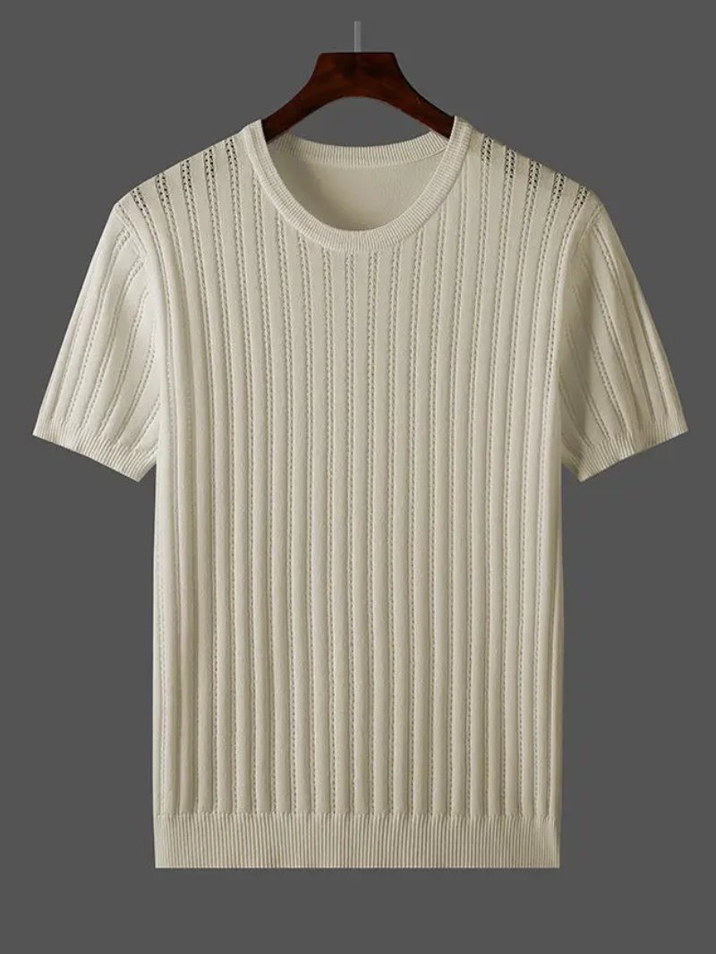 Damen T-Shirt Elegant mit Rippstrick und Streifendesign für Freizeit 9