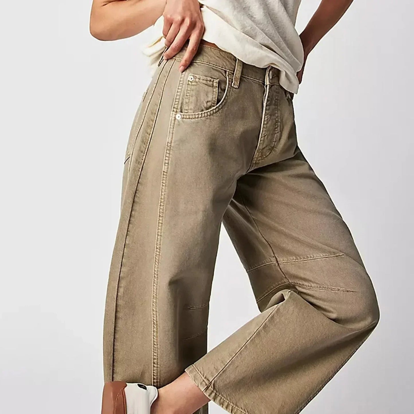 Damenhose Weit Geschnitten Gerade Form Freizeit Komfort