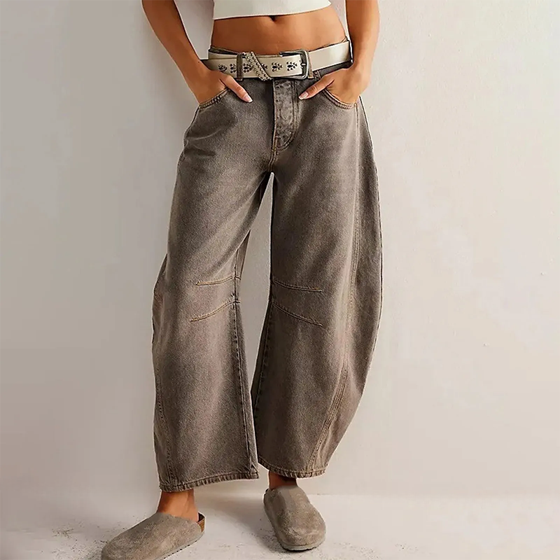 Damenhose Weit Geschnitten Gerade Form Freizeit Komfort