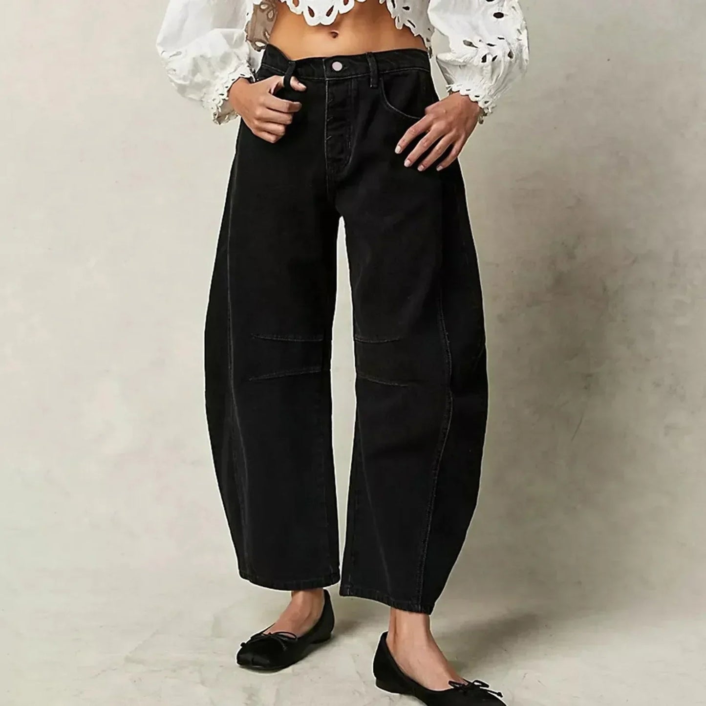 Damenhose Weit Geschnitten Gerade Form Freizeit Komfort