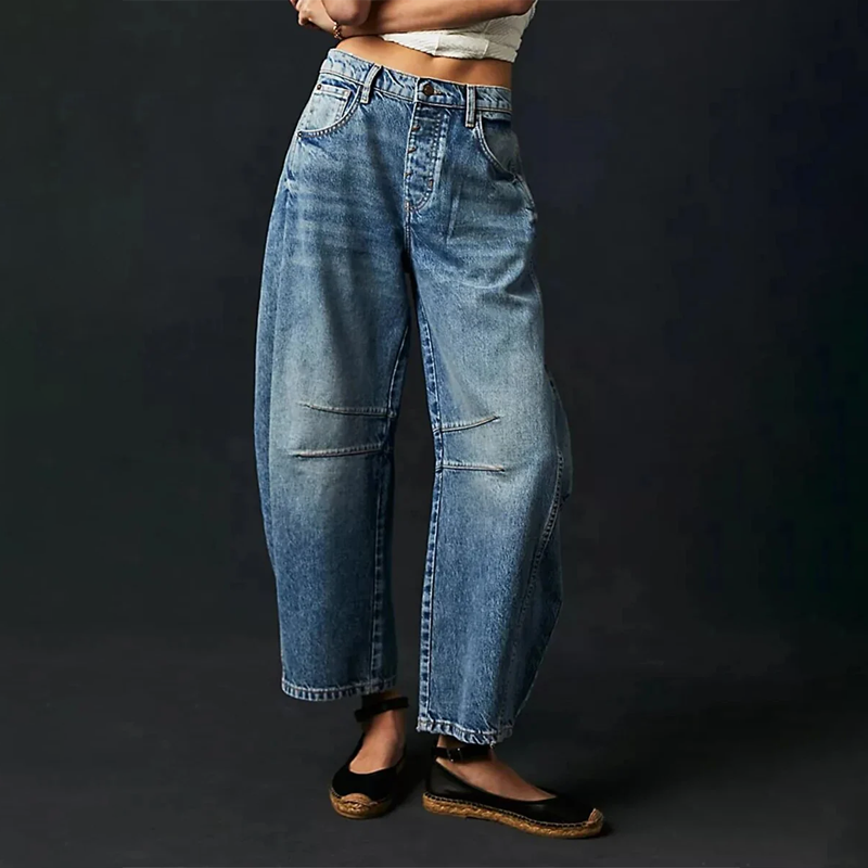 Damenhose Weit Geschnitten Gerade Form Freizeit Komfort