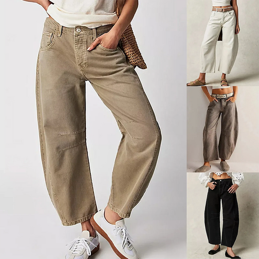 Damenhose Weit Geschnitten Gerade Form Freizeit Komfort