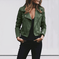 Damen Slim Fit Bikerjacke Motorradstil Freizeit Elegant
