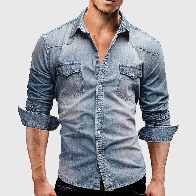 Denim Hemd für Herren im lässigen Stil mit Brusttaschen