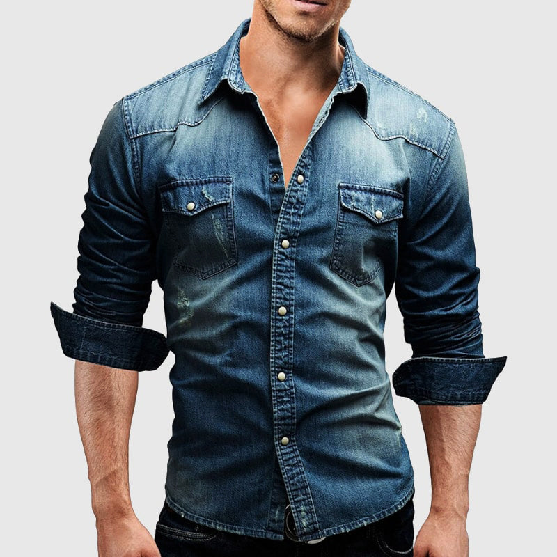 Denim Hemd für Herren im lässigen Stil mit Brusttaschen