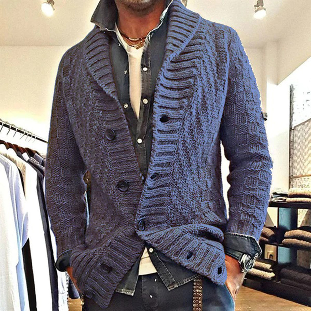 Herren Grobstrick Cardigan Regular Fit Freizeit mit Schalkragen