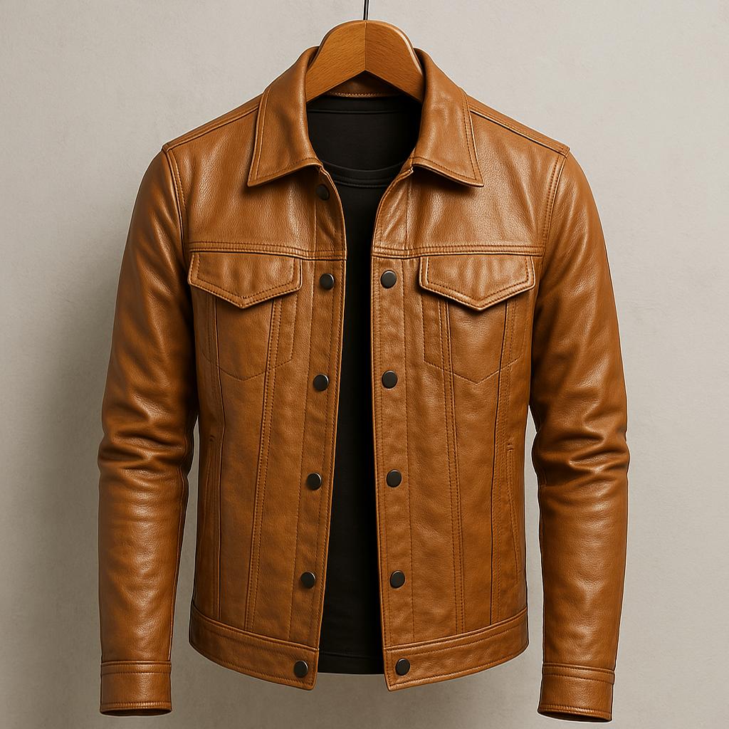 Herren Lederjacke im Rider-Stil mit asymmetrischem Reißverschluss