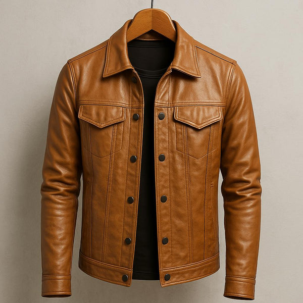 Herren Lederjacke im Rider-Stil mit asymmetrischem Reißverschluss
