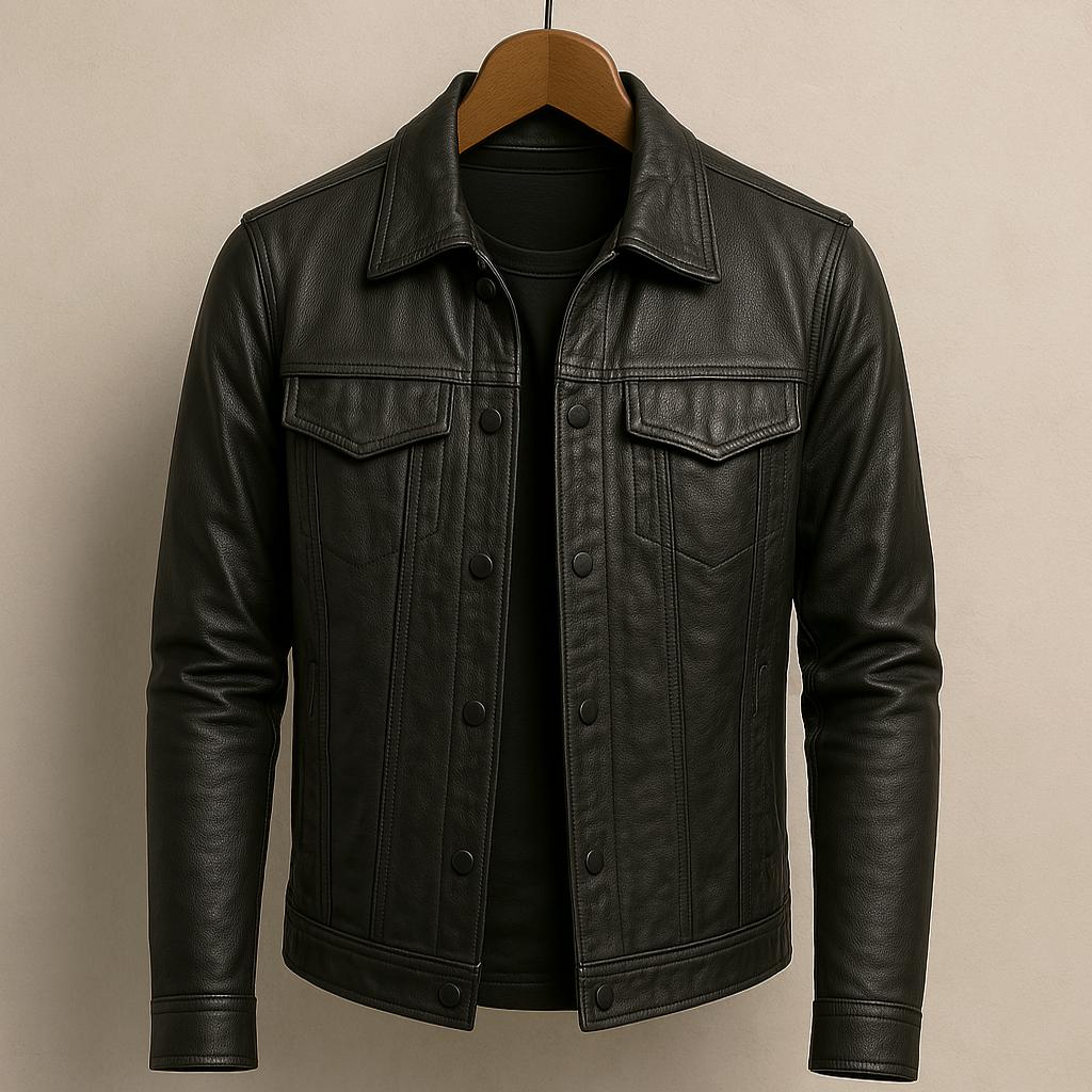Herren Lederjacke im Rider-Stil mit asymmetrischem Reißverschluss
