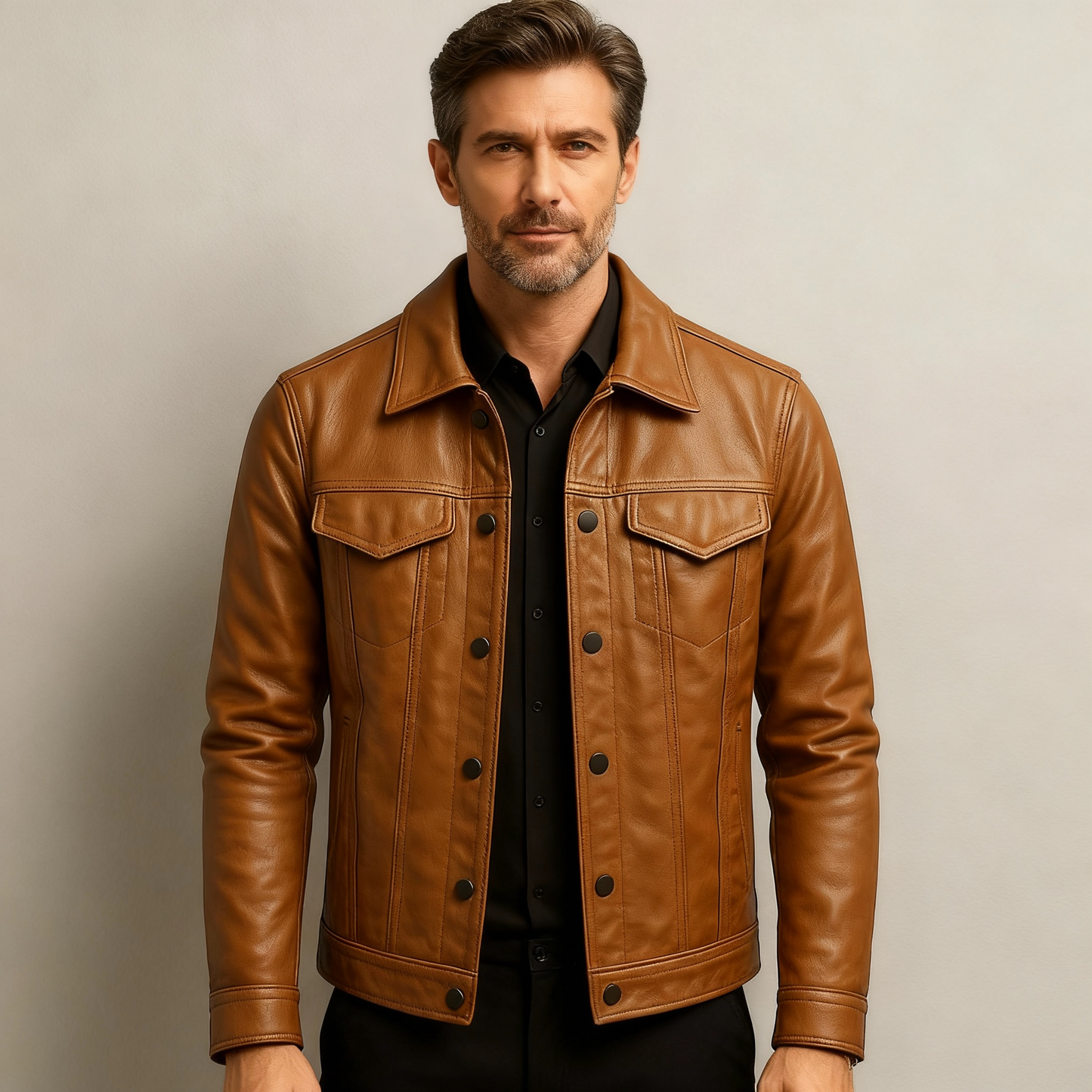 Herren Lederjacke im Rider-Stil mit asymmetrischem Reißverschluss