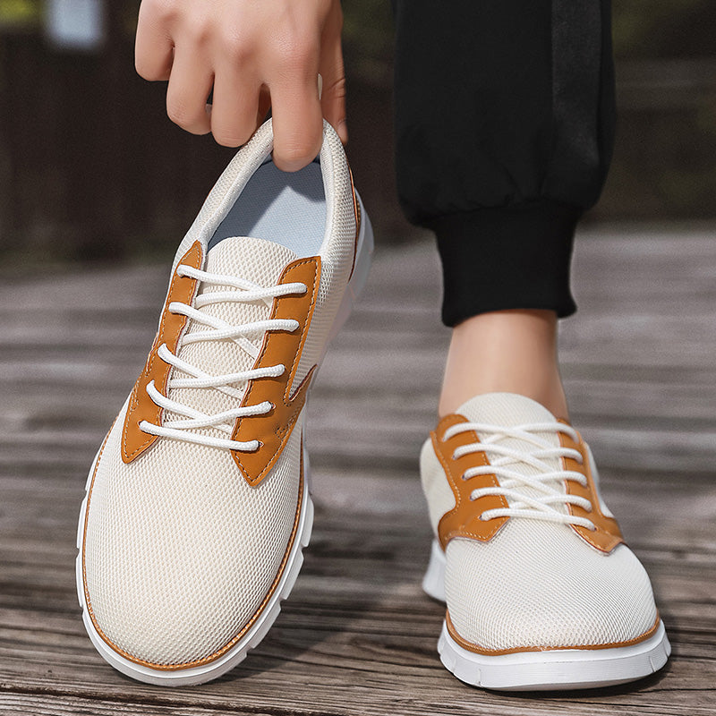 Sneaker Herren Regular Fit Freizeit Mesh & veganem Leder