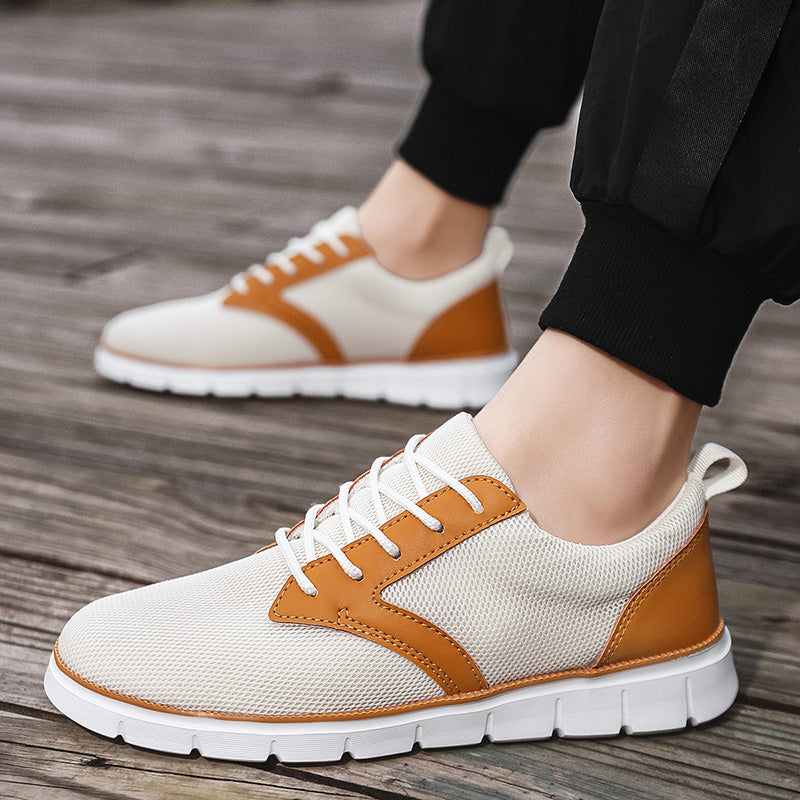 Sneaker Herren Regular Fit Freizeit Mesh & veganem Leder