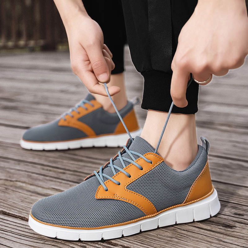 Sneaker Herren Regular Fit Freizeit Mesh & veganem Leder