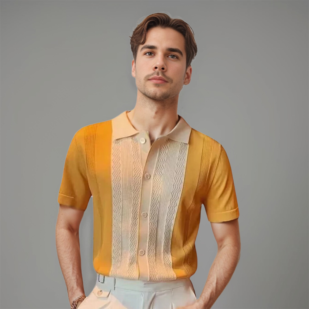 Herren Poloshirt Regular Fit Smart Casual mit Kontrastpaneel