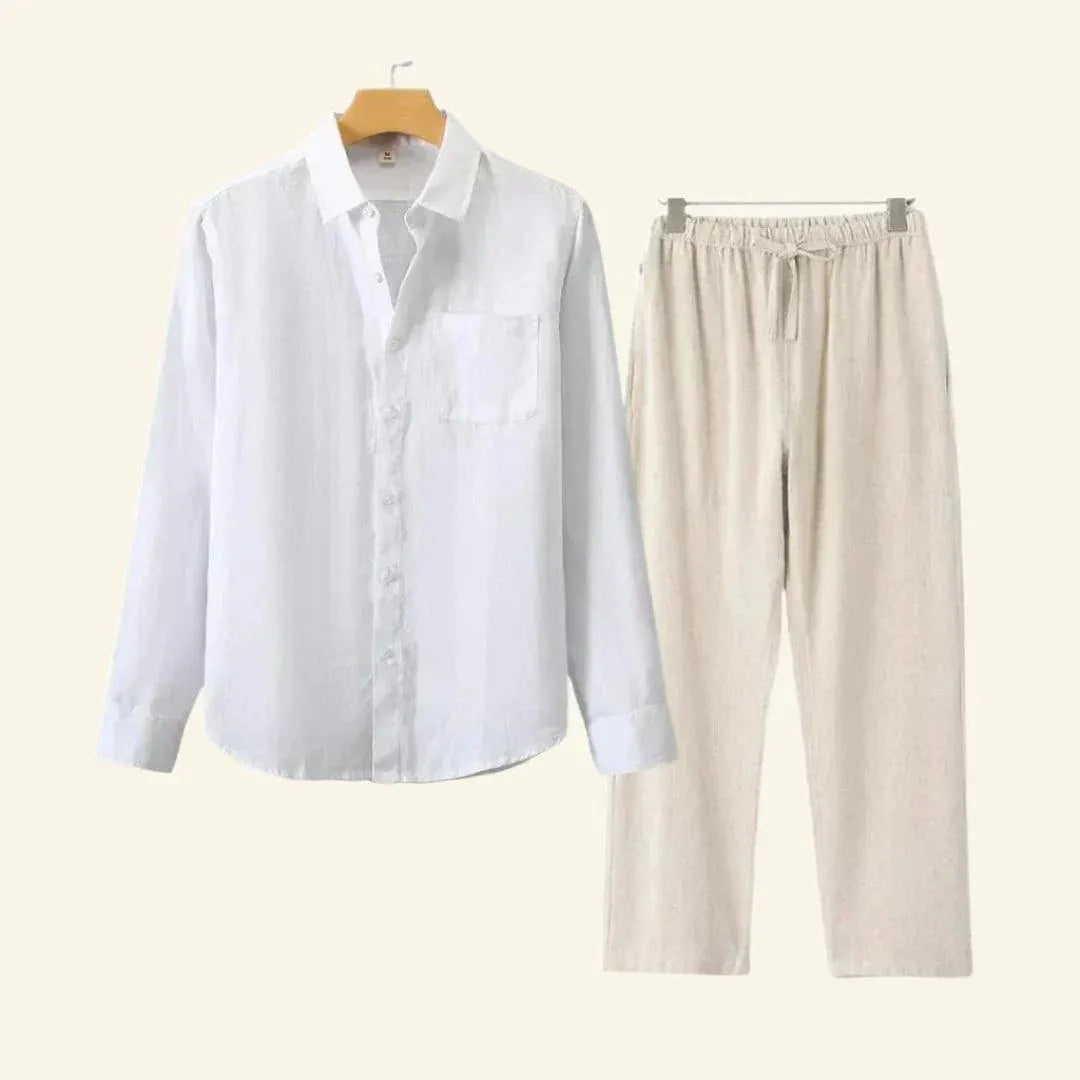 Elegantes Herren-Set | Atmungsaktive Baumwoll-Leinen Hose und Bluse | Vielseitiges Design für ganzjährigen Komfort 11