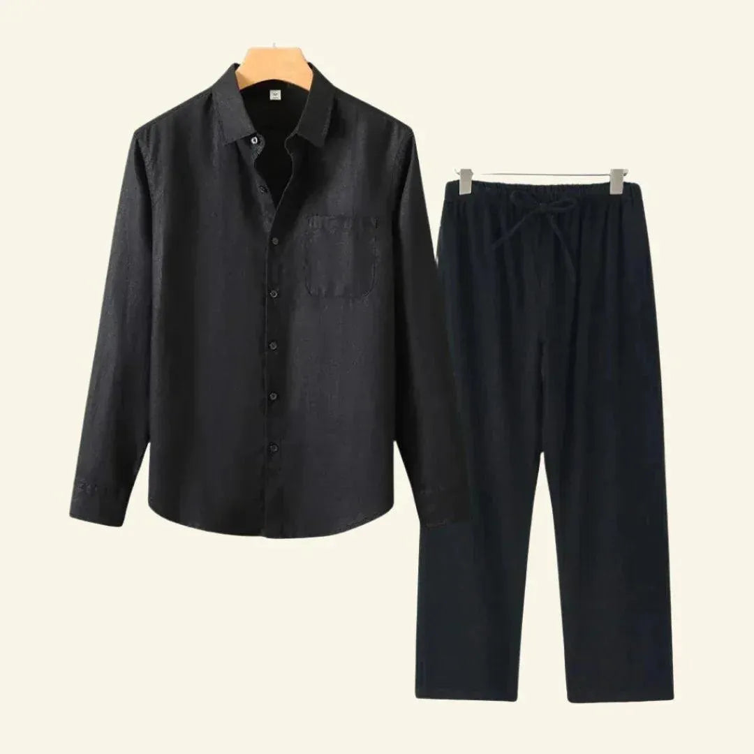 Elegantes Herren-Set | Atmungsaktive Baumwoll-Leinen Hose und Bluse | Vielseitiges Design für ganzjährigen Komfort 2