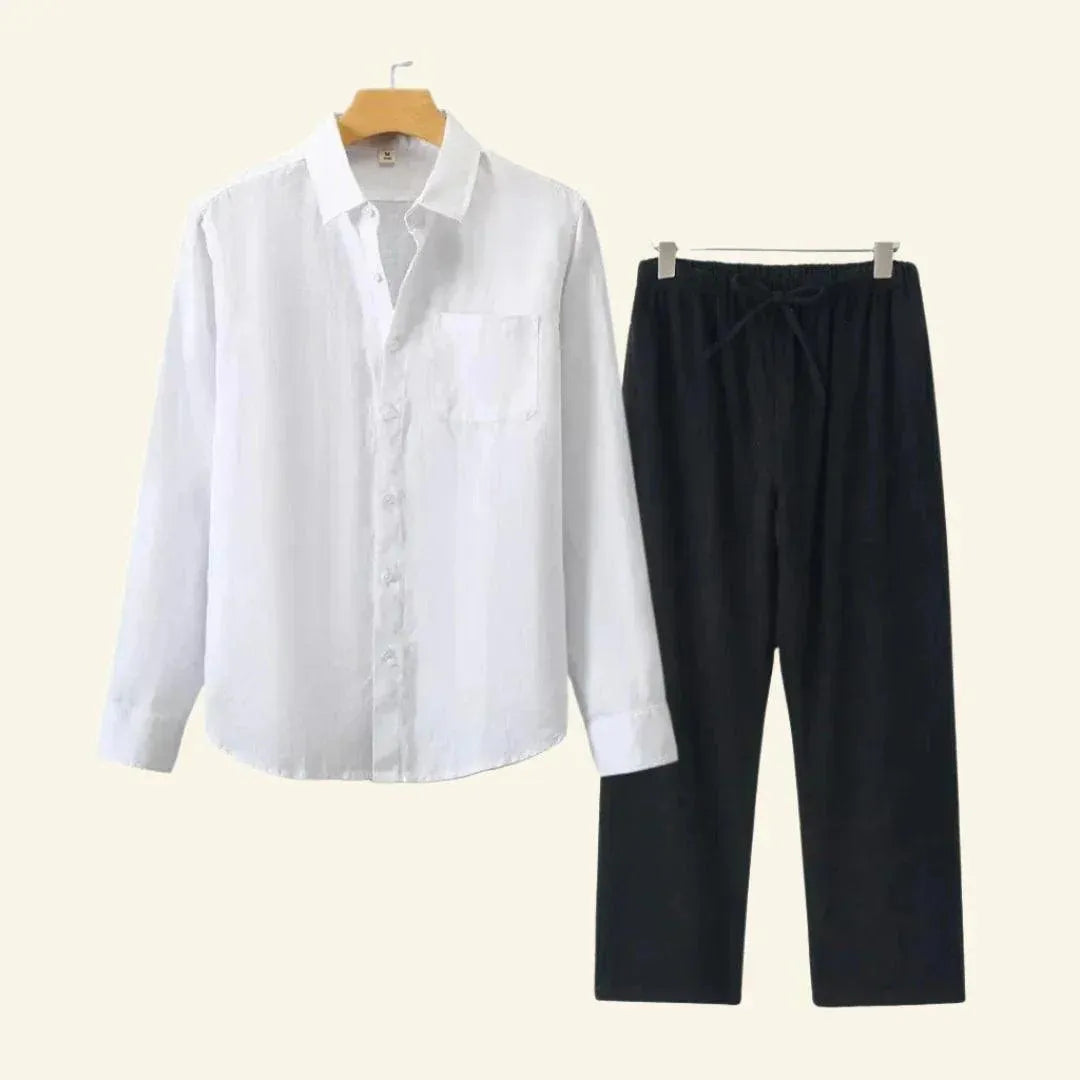 Elegantes Herren-Set | Atmungsaktive Baumwoll-Leinen Hose und Bluse | Vielseitiges Design für ganzjährigen Komfort 6