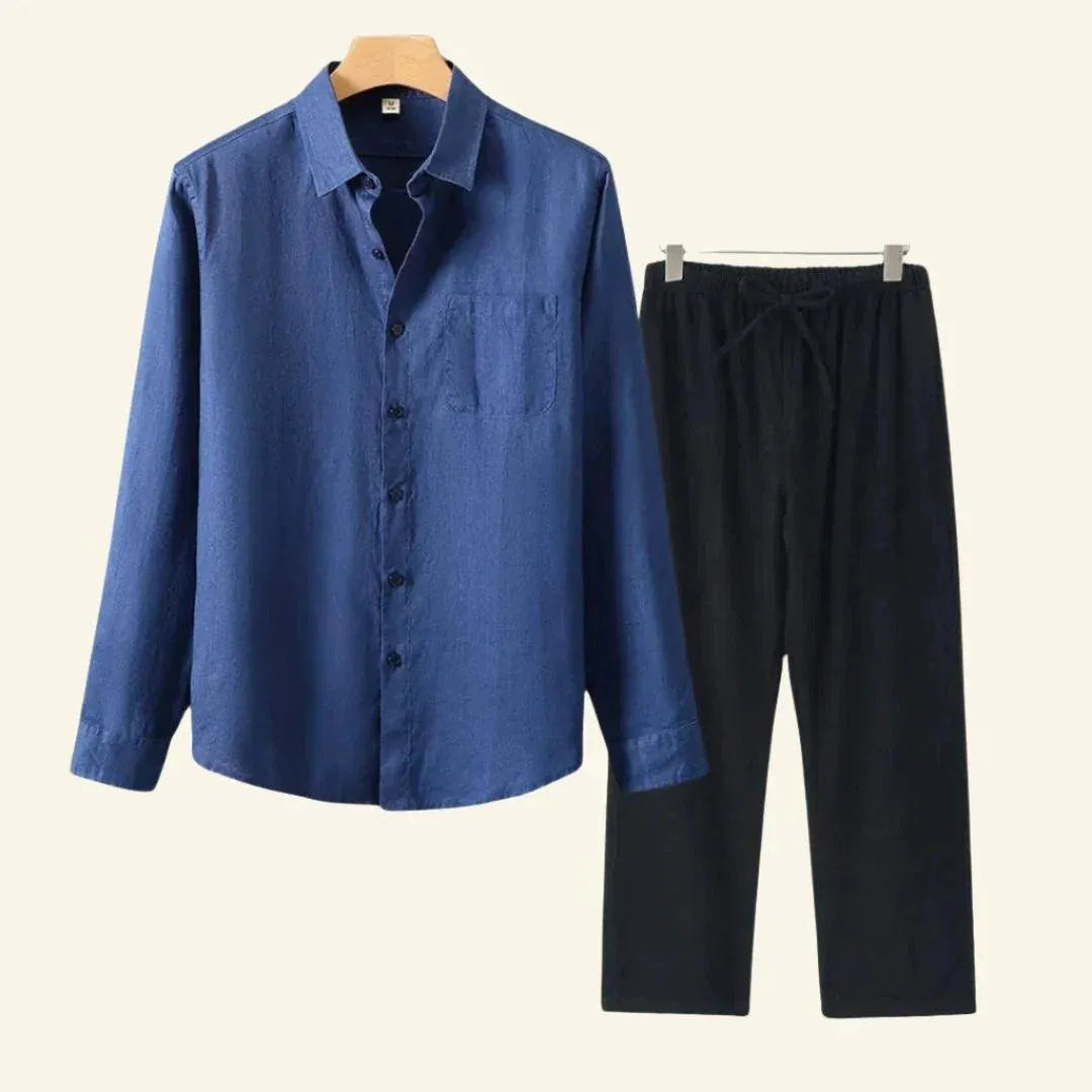 Elegantes Herren-Set | Atmungsaktive Baumwoll-Leinen Hose und Bluse | Vielseitiges Design für ganzjährigen Komfort 8