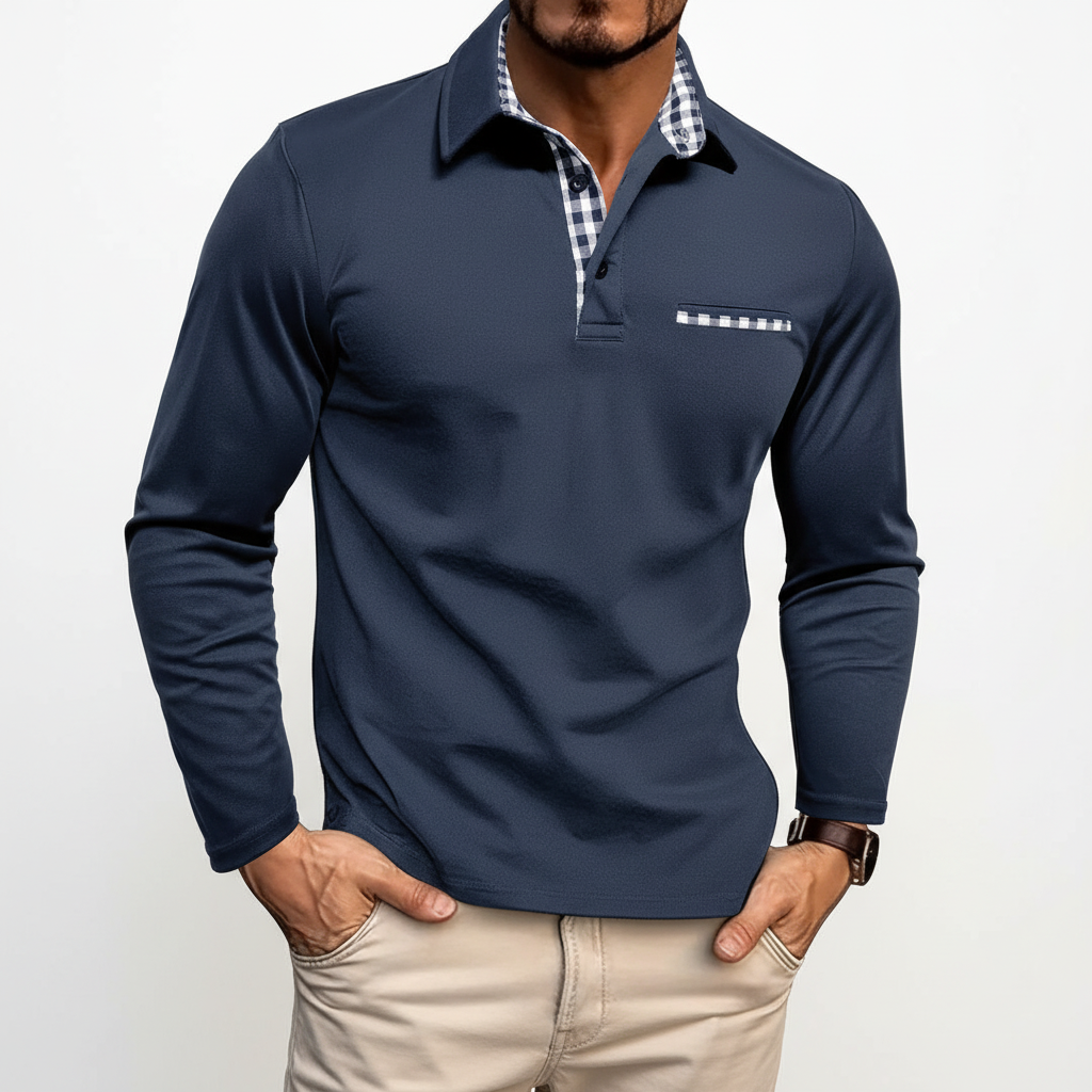 Elegantes Langarm-Poloshirt aus Baumwollmischung mit Bequemer Passform | Vielseitig Kombinierbar für Freizeit und Büro 2