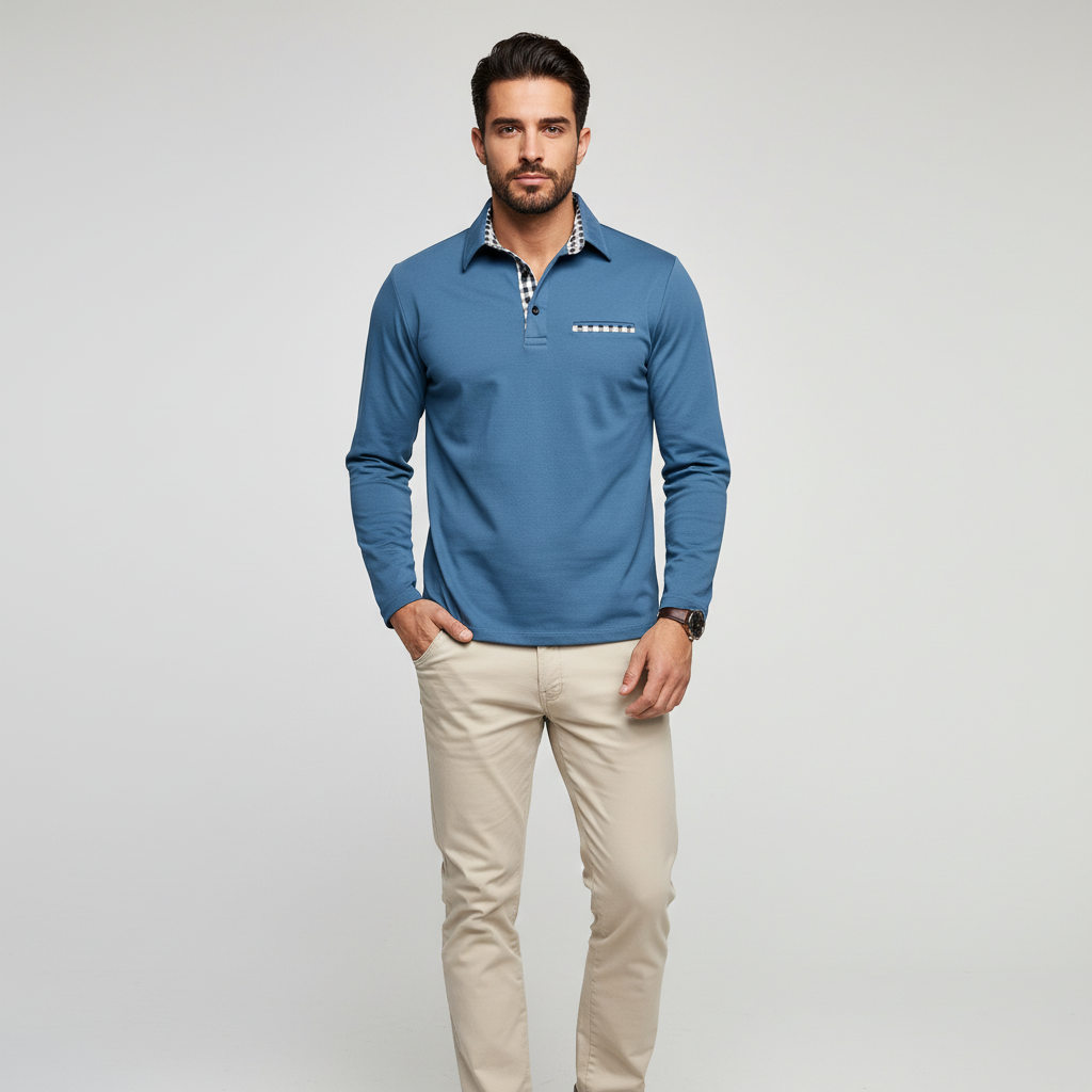 Elegantes Langarm-Poloshirt aus Baumwollmischung mit Bequemer Passform | Vielseitig Kombinierbar für Freizeit und Büro 6