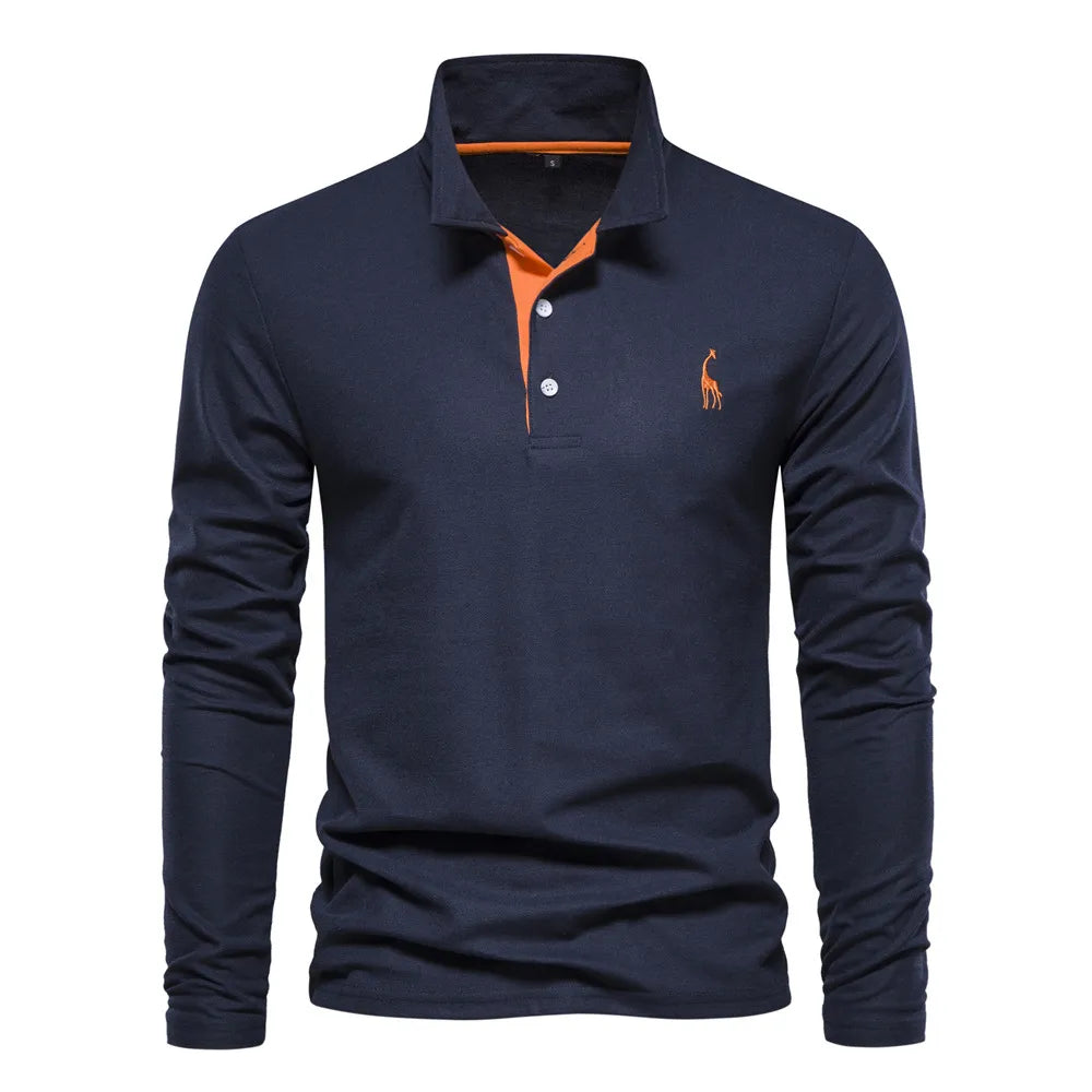Elegantes Poloshirt Herren | Baumwolle mit Struktur & Langen Ärmeln | Zeitloser Stil für Büro & Freizeit 0