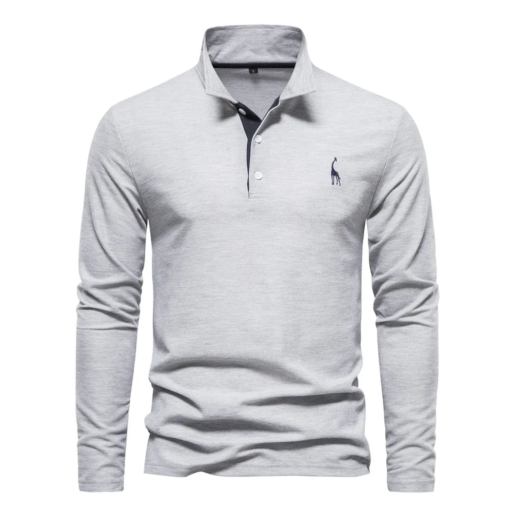 Elegantes Poloshirt Herren | Baumwolle mit Struktur & Langen Ärmeln | Zeitloser Stil für Büro & Freizeit 2