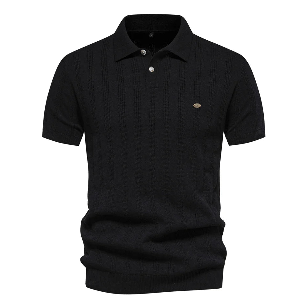 Elegantes Poloshirt Herren mit Feiner Strickstruktur | Stilvolles Design für Sommerliche Looks 2
