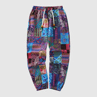 Patchwork-Hosen für Herren mit elastischem Bund und Kordelzug